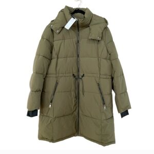 DKNY Jacket Puffer Lightweight Thumb Cuffs Zippered Pockets Green Ladies XXL NEW